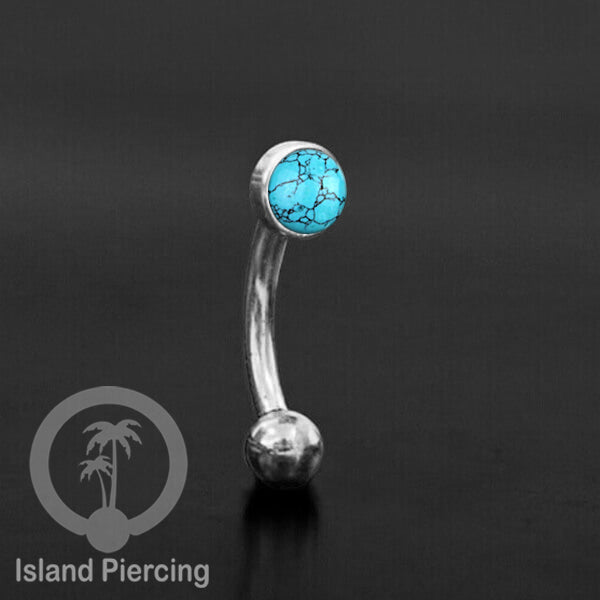 Tindik Alis dan Rook Piercing Curved Barbell warna silver pakai batu banyak pilihan
