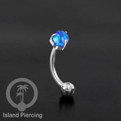 Tindik Alis dan Rook Piercing Curved Barbell warna silver dengan batu bulat pasang cara prong