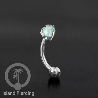 Tindik Alis dan Rook Piercing Curved Barbell warna silver dengan batu bulat pasang cara prong