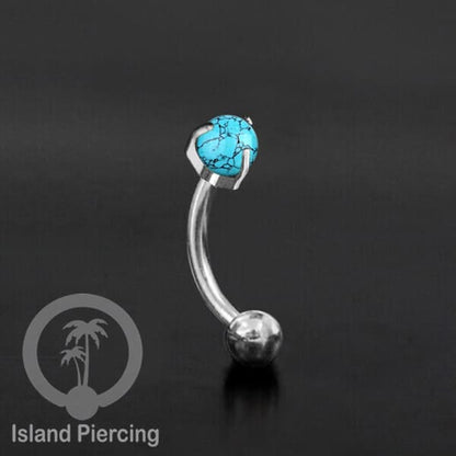 Tindik Alis dan Rook Piercing Curved Barbell warna silver dengan batu bulat pasang cara prong