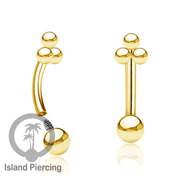 Curved Barbell Eyebrow Piercing Tindik Alis dan Rook model polos warna silver dan gold