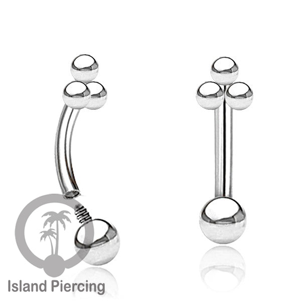 Curved Barbell Eyebrow Piercing Tindik Alis dan Rook model polos warna silver dan gold