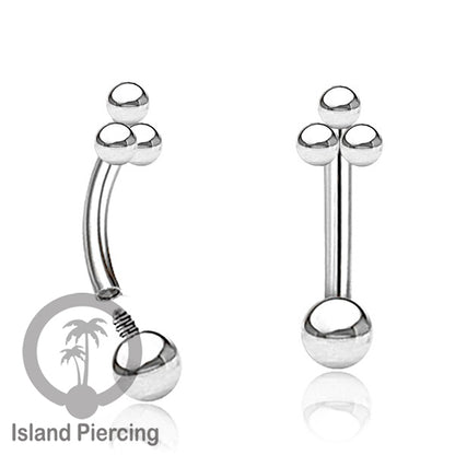 Curved Barbell Eyebrow Piercing Tindik Alis dan Rook model polos warna silver dan gold