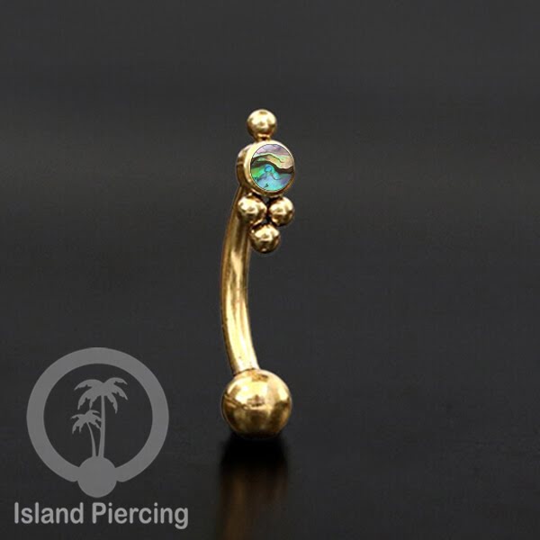 Curved Barbell Eyebrow Piercing Tindik Alis dan Rook warna gold pakai batu