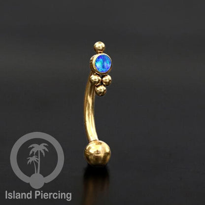 Curved Barbell Eyebrow Piercing Tindik Alis dan Rook warna gold pakai batu