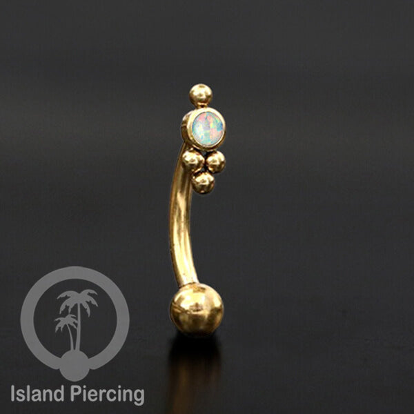Curved Barbell Eyebrow Piercing Tindik Alis dan Rook warna gold pakai batu