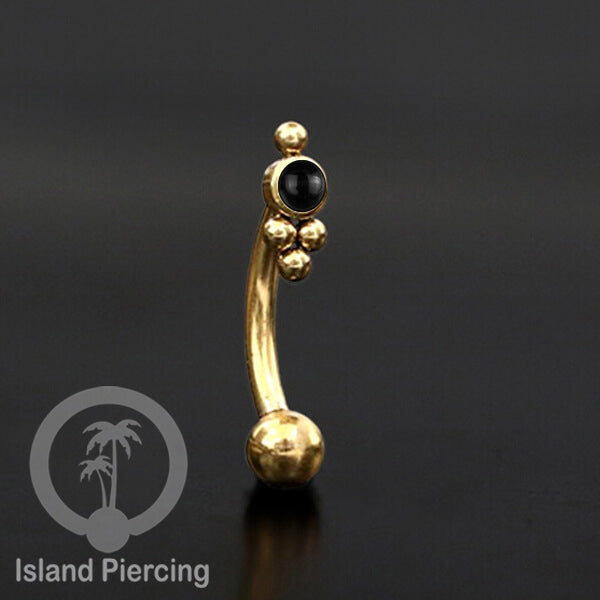 Curved Barbell Eyebrow Piercing Tindik Alis dan Rook warna gold pakai batu