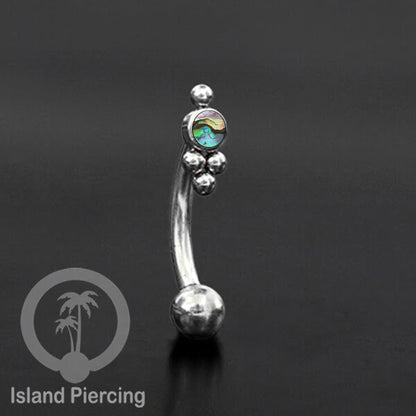 Curved Barbell Eyebrow Piercing Tindik Alis dan Rook warna silver pakai batu