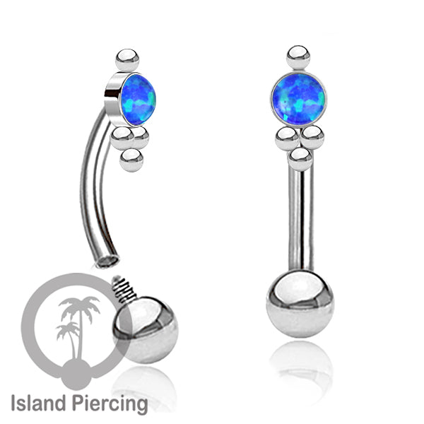 Curved Barbell Eyebrow Piercing Tindik Alis dan Rook warna silver pakai batu