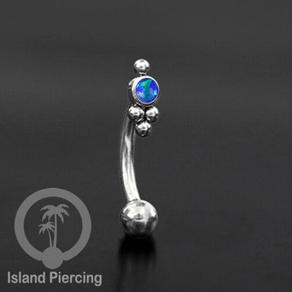 Curved Barbell Eyebrow Piercing Tindik Alis dan Rook warna silver pakai batu