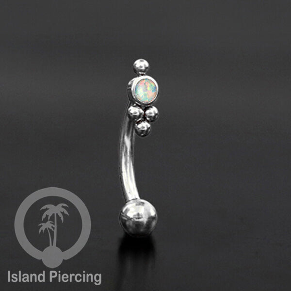 Curved Barbell Eyebrow Piercing Tindik Alis dan Rook warna silver pakai batu
