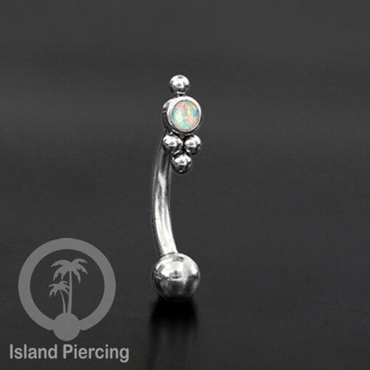 Curved Barbell Eyebrow Piercing Tindik Alis dan Rook warna silver pakai batu