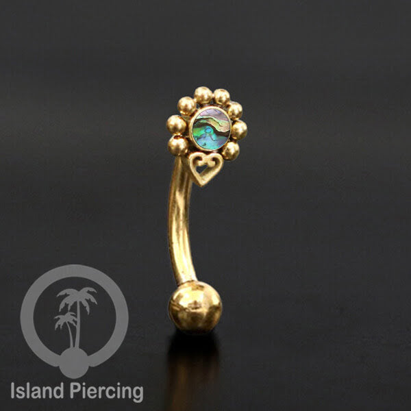 Curved Barbell Eyebrow Piercing Tindik Alis dan Rook warna gold pakai batu