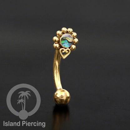 Curved Barbell Eyebrow Piercing Tindik Alis dan Rook warna gold pakai batu