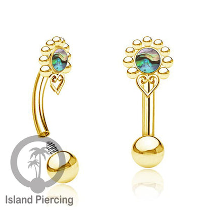 Curved Barbell Eyebrow Piercing Tindik Alis dan Rook warna gold pakai batu