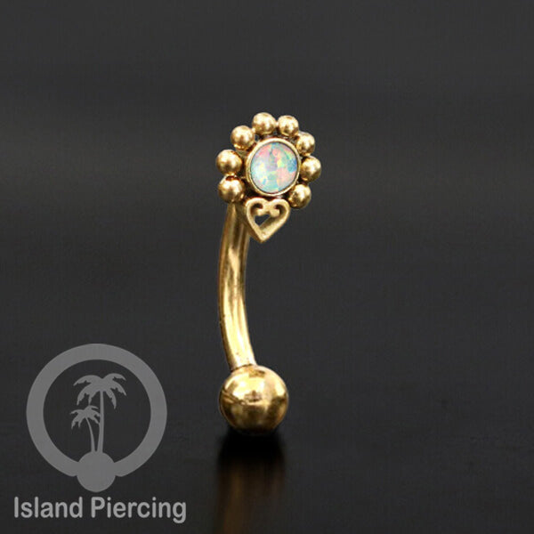 Curved Barbell Eyebrow Piercing Tindik Alis dan Rook warna gold pakai batu