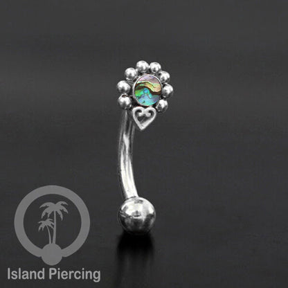 Curved Barbell Eyebrow Piercing Tindik Alis dan Rook warna silver pakai batu