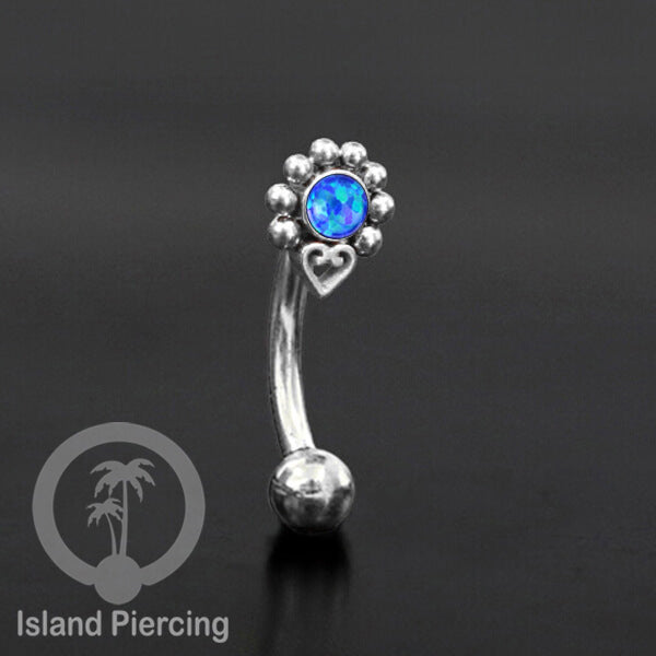 Curved Barbell Eyebrow Piercing Tindik Alis dan Rook warna silver pakai batu