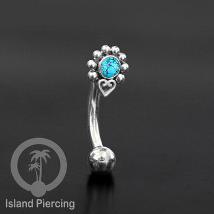 Curved Barbell Eyebrow Piercing Tindik Alis dan Rook warna silver pakai batu