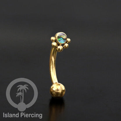 Curved Barbell Eyebrow Piercing Tindik Alis dan Rook warna gold pakai batu