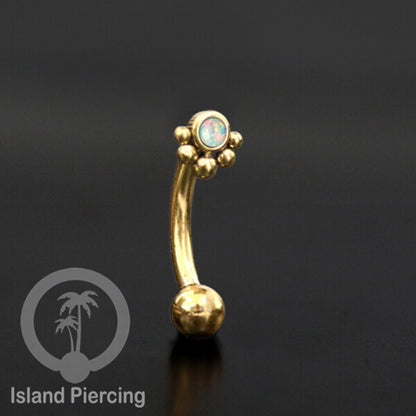 Curved Barbell Eyebrow Piercing Tindik Alis dan Rook warna gold pakai batu