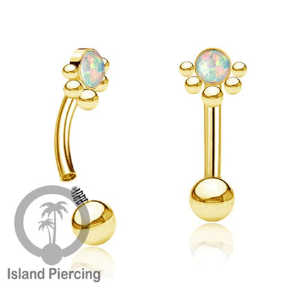 Curved Barbell Eyebrow Piercing Tindik Alis dan Rook warna gold pakai batu