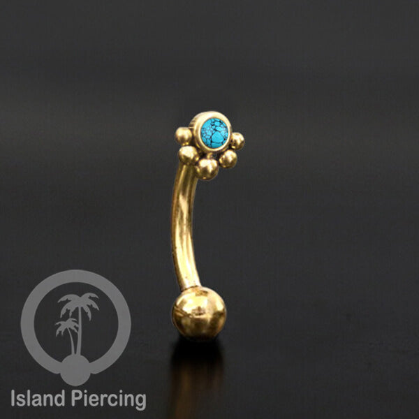 Curved Barbell Eyebrow Piercing Tindik Alis dan Rook warna gold pakai batu