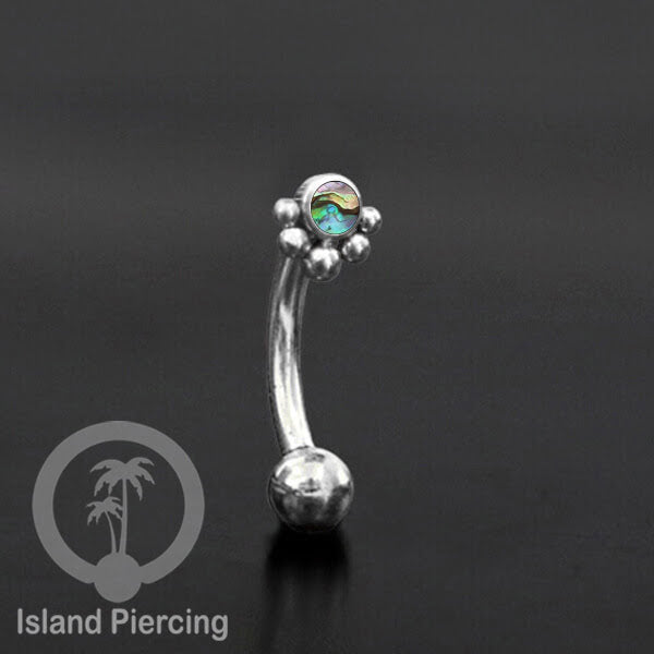 Curved Barbell Eyebrow Piercing Tindik Alis dan Rook warna silver pakai batu