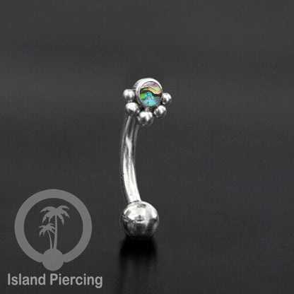 Curved Barbell Eyebrow Piercing Tindik Alis dan Rook warna silver pakai batu
