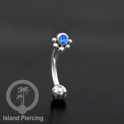 Curved Barbell Eyebrow Piercing Tindik Alis dan Rook warna silver pakai batu