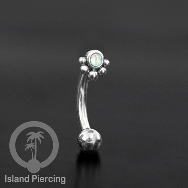 Curved Barbell Eyebrow Piercing Tindik Alis dan Rook warna silver pakai batu