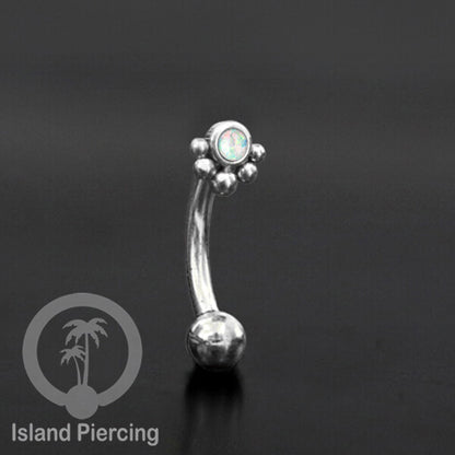 Curved Barbell Eyebrow Piercing Tindik Alis dan Rook warna silver pakai batu