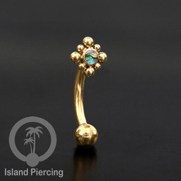 Curved Barbell Eyebrow Piercing Tindik Alis dan Rook warna gold pakai aneka batu cantik