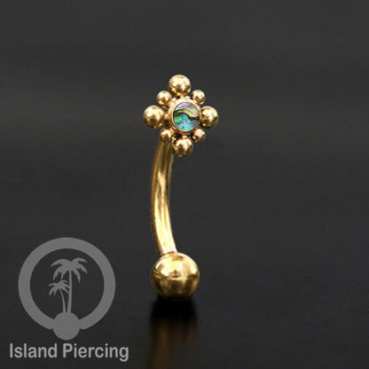 Curved Barbell Eyebrow Piercing Tindik Alis dan Rook warna gold pakai aneka batu cantik