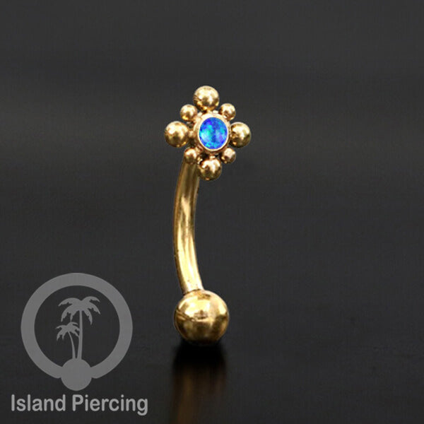 Curved Barbell Eyebrow Piercing Tindik Alis dan Rook warna gold pakai aneka batu cantik