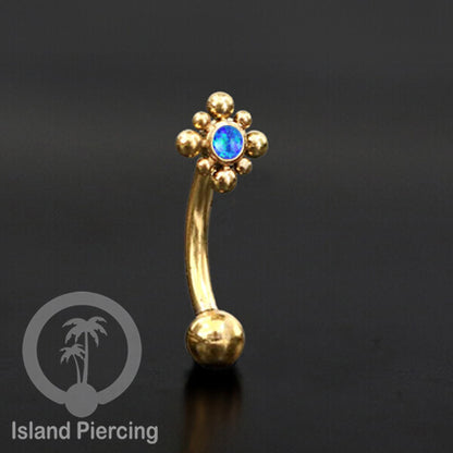 Curved Barbell Eyebrow Piercing Tindik Alis dan Rook warna gold pakai aneka batu cantik