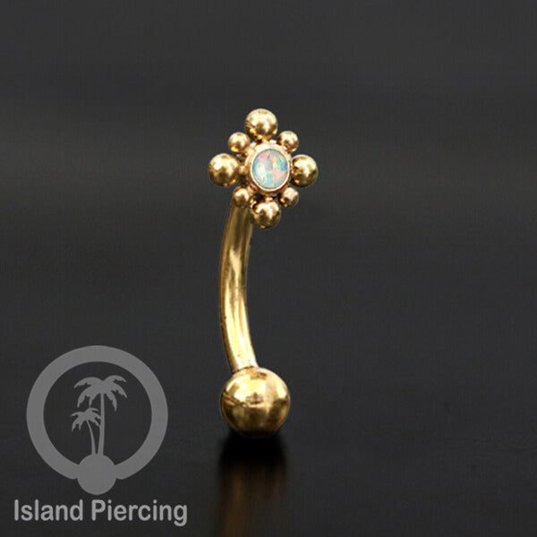 Curved Barbell Eyebrow Piercing Tindik Alis dan Rook warna gold pakai aneka batu cantik