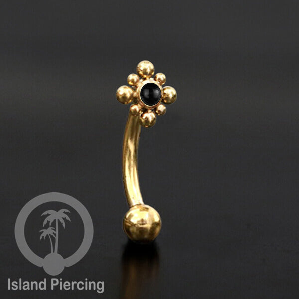 Curved Barbell Eyebrow Piercing Tindik Alis dan Rook warna gold pakai aneka batu cantik
