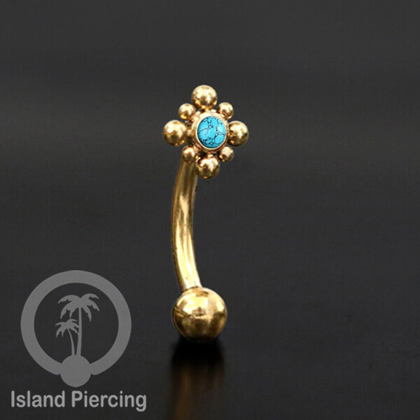 Curved Barbell Eyebrow Piercing Tindik Alis dan Rook warna gold pakai aneka batu cantik