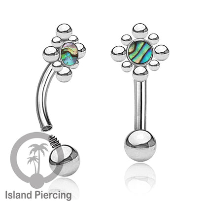 Curved Barbell Eyebrow Piercing Tindik Alis dan Rook warna silver pakai aneka batu cantik