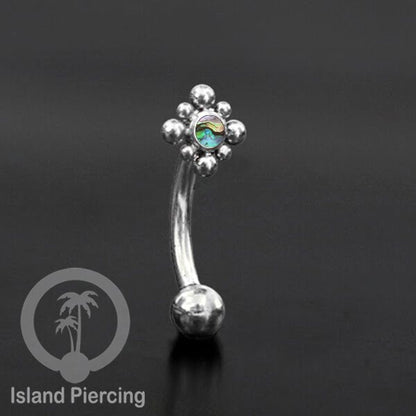 Curved Barbell Eyebrow Piercing Tindik Alis dan Rook warna silver pakai aneka batu cantik