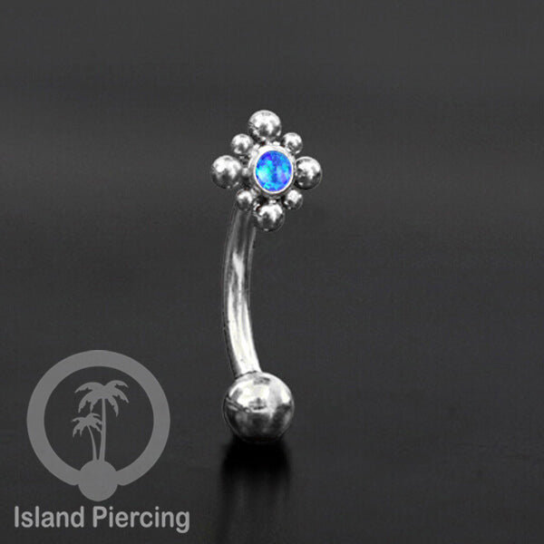 Curved Barbell Eyebrow Piercing Tindik Alis dan Rook warna silver pakai aneka batu cantik