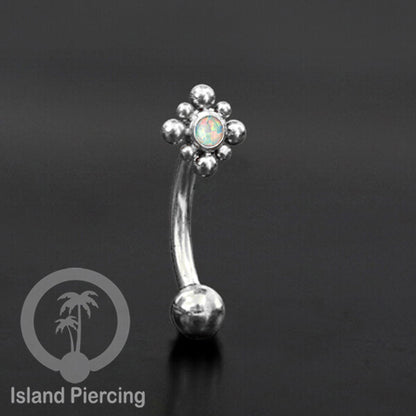Curved Barbell Eyebrow Piercing Tindik Alis dan Rook warna silver pakai aneka batu cantik