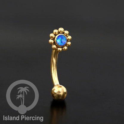Curved Barbell Eyebrow Piercing Tindik Alis dan Rook warna gold pakai aneka batu cantik