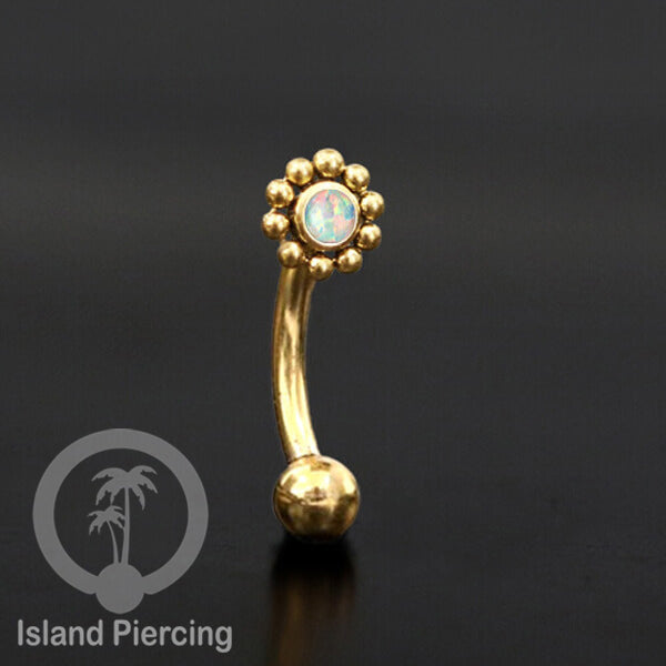 Curved Barbell Eyebrow Piercing Tindik Alis dan Rook warna gold pakai aneka batu cantik