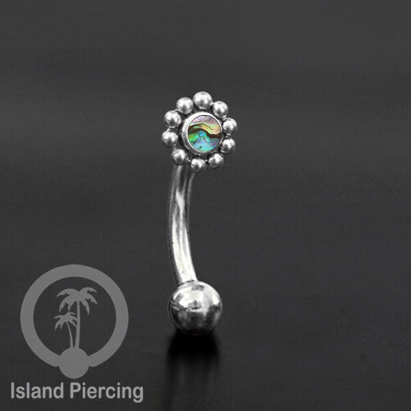Curved Barbell Eyebrow Piercing Tindik Alis dan Rook warna silver pakai aneka batu cantik