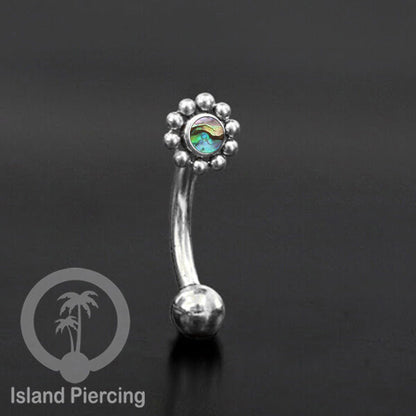 Curved Barbell Eyebrow Piercing Tindik Alis dan Rook warna silver pakai aneka batu cantik
