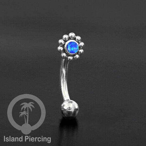 Curved Barbell Eyebrow Piercing Tindik Alis dan Rook warna silver pakai aneka batu cantik