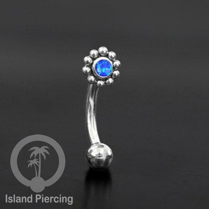 Curved Barbell Eyebrow Piercing Tindik Alis dan Rook warna silver pakai aneka batu cantik