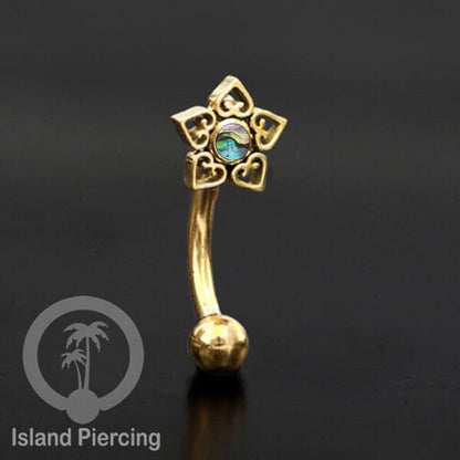 Curved Barbell Eyebrow Piercing Tindik Alis dan Rook warna gold pakai aneka batu cantik